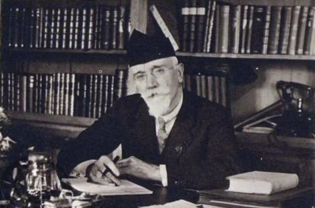 Greek Prime Minister Eleftherios Venizelos sitting at his desk in 1930.