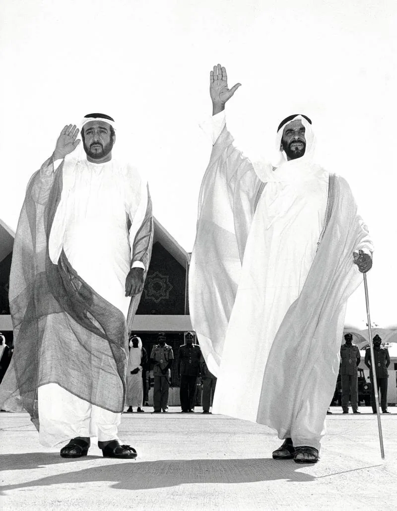 Young Sheikh Khalifa Al Nahyan with his father Sheikh Zayed