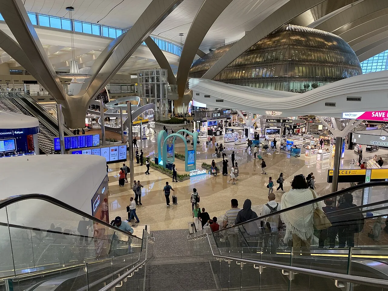 Terminal A of Zayed International Airport in Abu Dhabi, United Arab Emirates.
