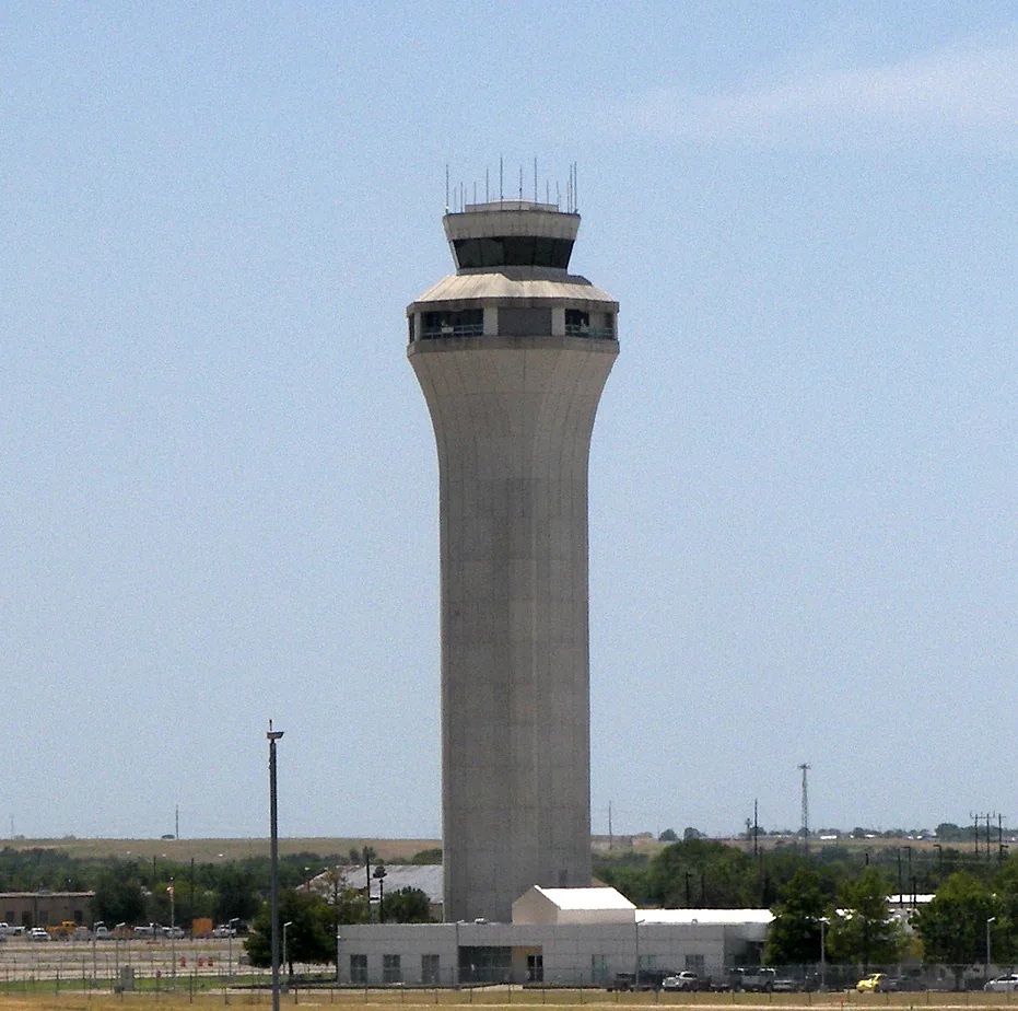 The Austin-Bergstrom International Airport control tower located in Austin, Texas, United States.