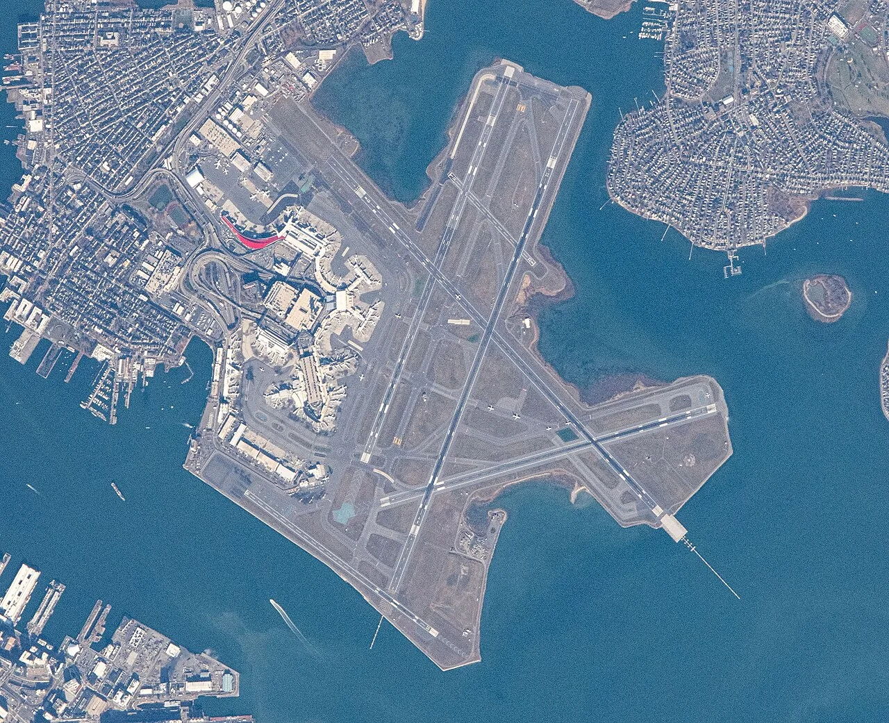 iss072e311839 (Dec. 3, 2024) --- Boston Logan International Airport on Massachusetts Bay is pictured from the International Space Station as it orbited 263 miles above.