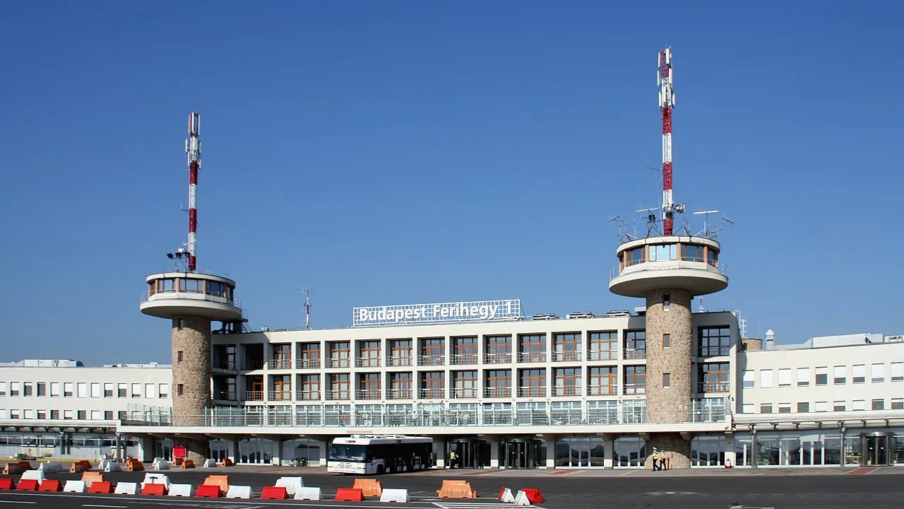 Airport Budapest, Ferihegy, Terminal 1. View from ramp. This building houses the head office of the Transportation Safety Bureau