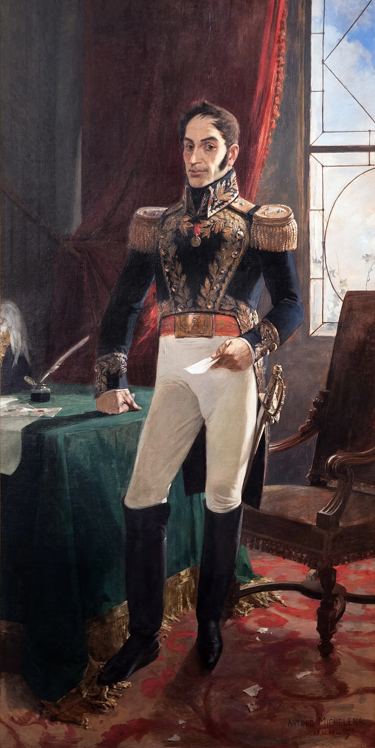 El Libertador en traje de campaña. 1895. Oleo sobre tela. 240 x 126,5 cm. Asamblea Legislativa del Estado Anzoategui. 1895.