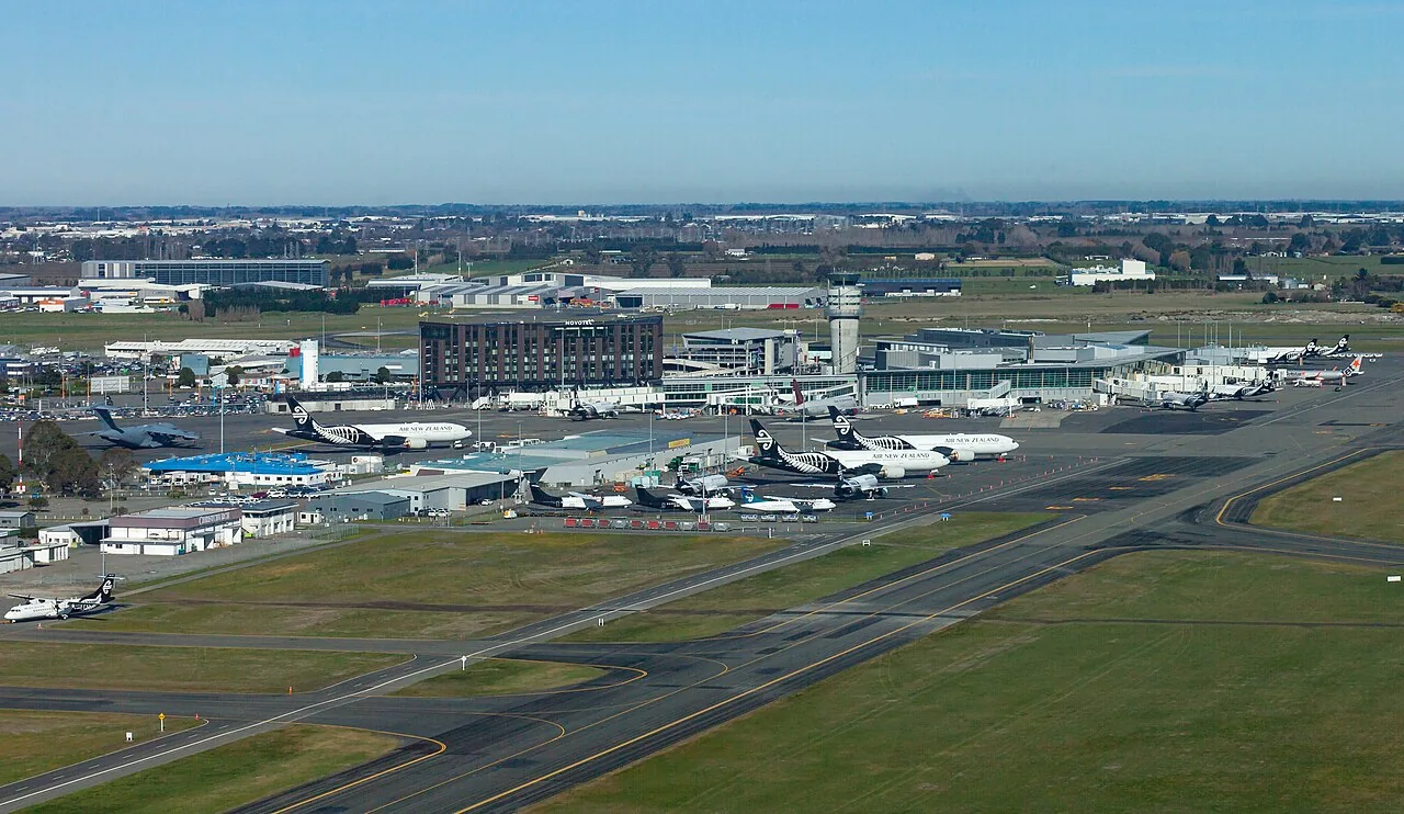 Aerial overview of Christchurch Airport from the North (2020)