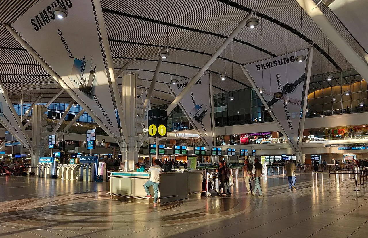Local and international departures area of Cape Town International Airport in Cape Town, South Africa.