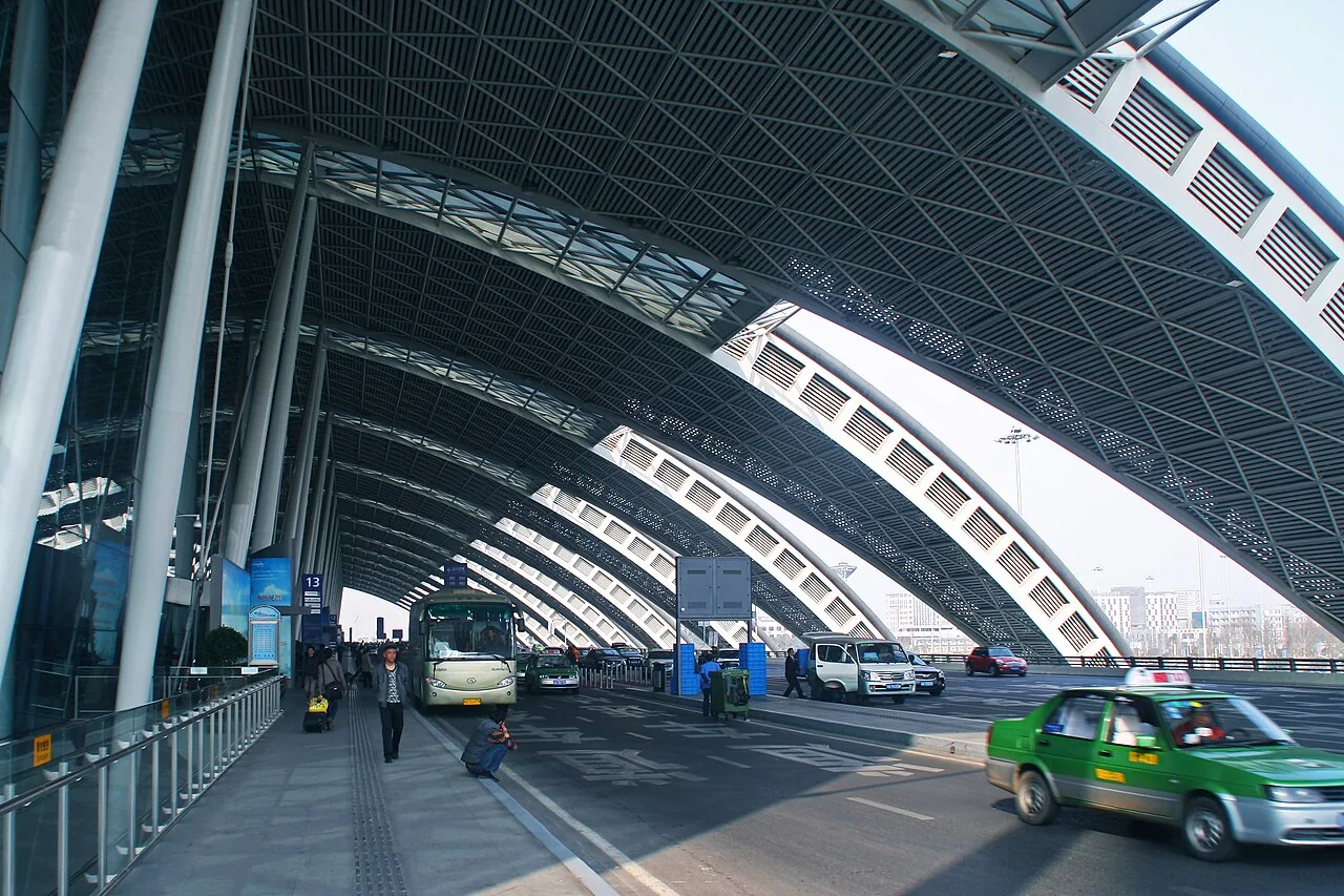 Outside of Terminal 2, Chengdu Shuangliu International Airport.