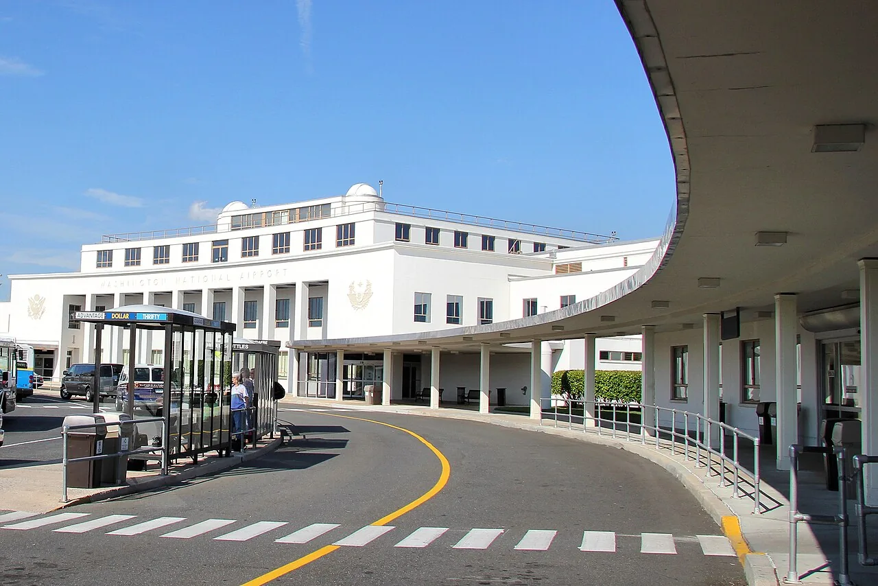Entrance to Terminal A at Ronald Reagan Washington National Airport in Arlington County, Virginia, United States.