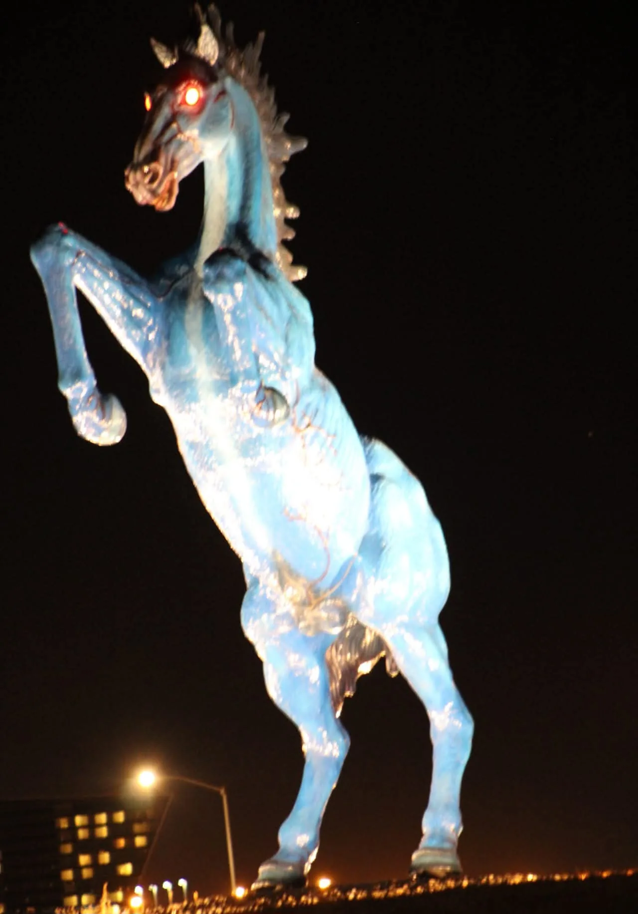 Blue Mustang AKA as Blucifer, outside the Denver Airport.