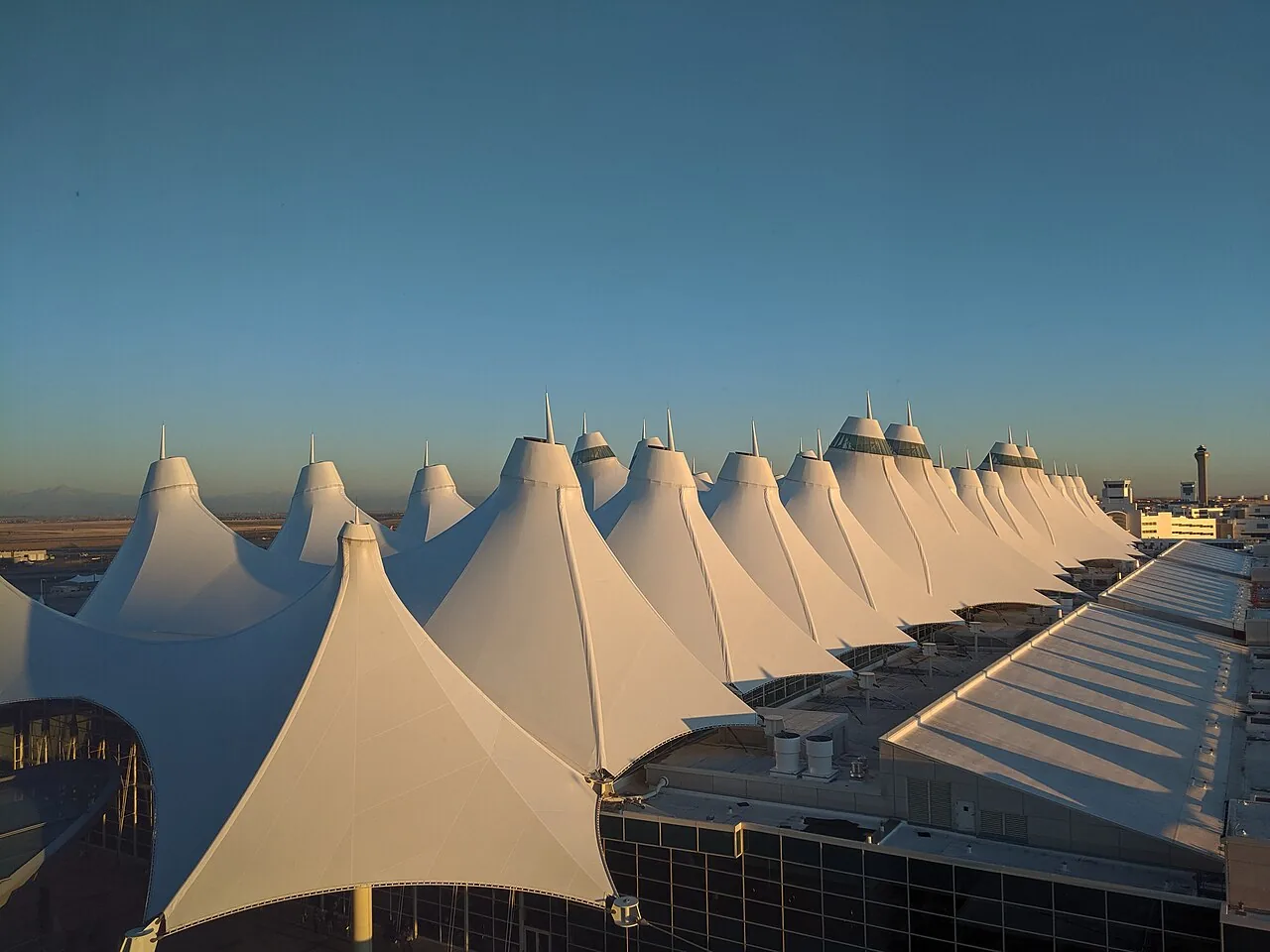 Denver International Airport Main Terminal early morning from the Westin Hotel (13th floor)