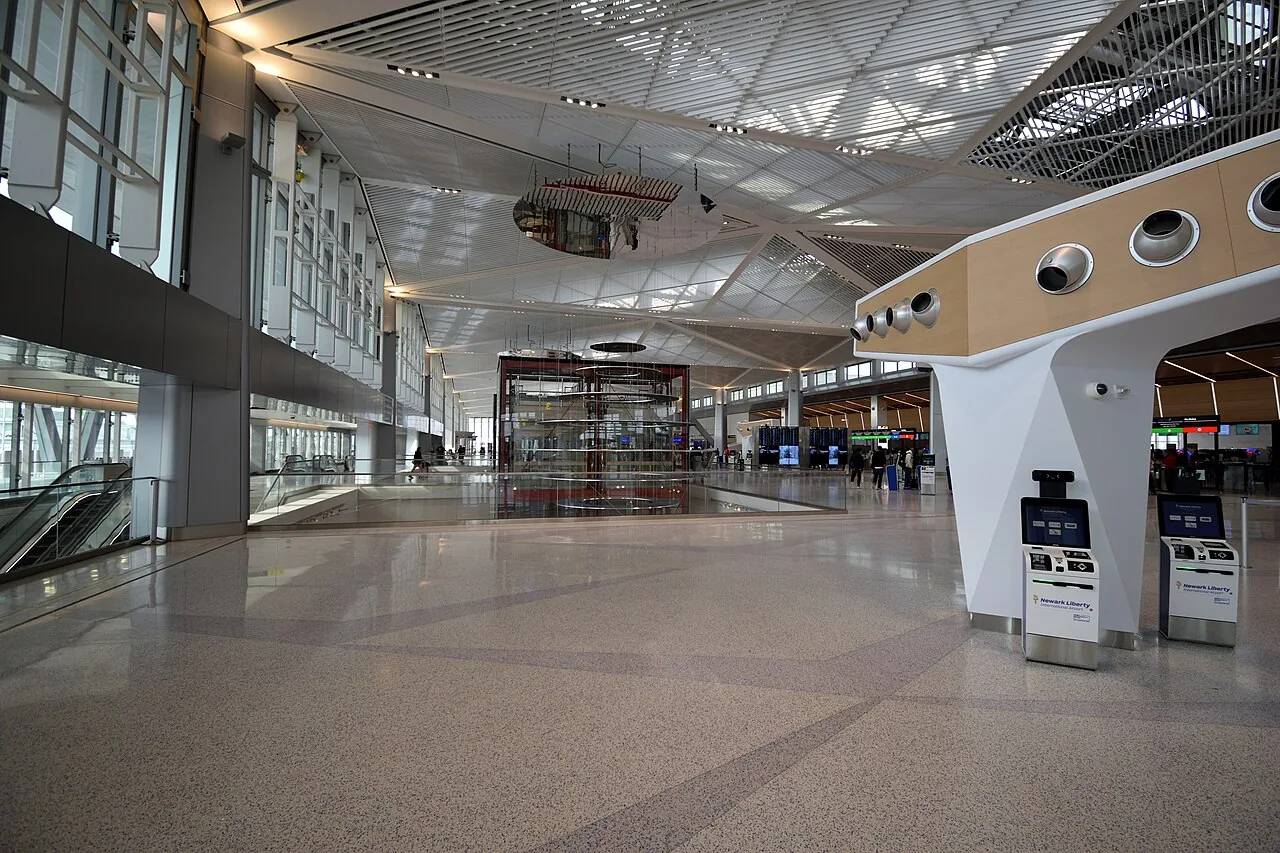 The upper floor of Terminal A looking west