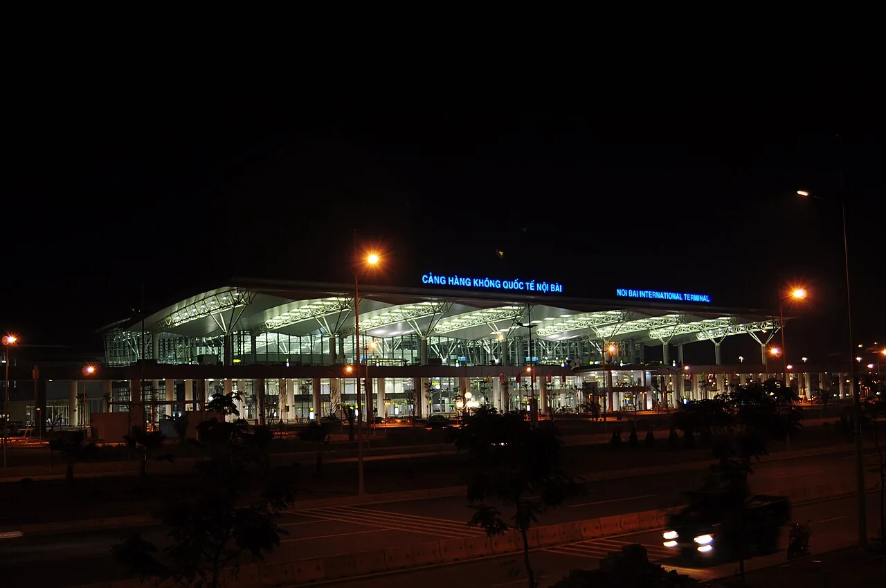 Night view of the Noi Bai International Airport Terminal 2.