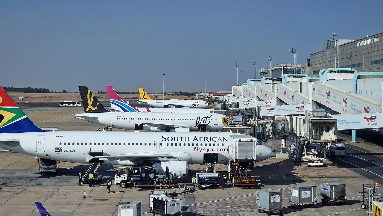 A collection of aircraft at Johannesburg OR Tambo International Airport