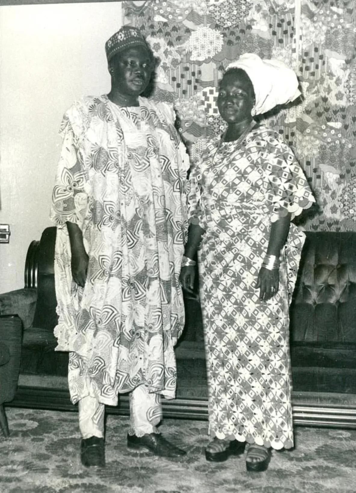 Nigerian Military Head of State Murtala Muhammed with his wife Ajoke at their Lagos residence