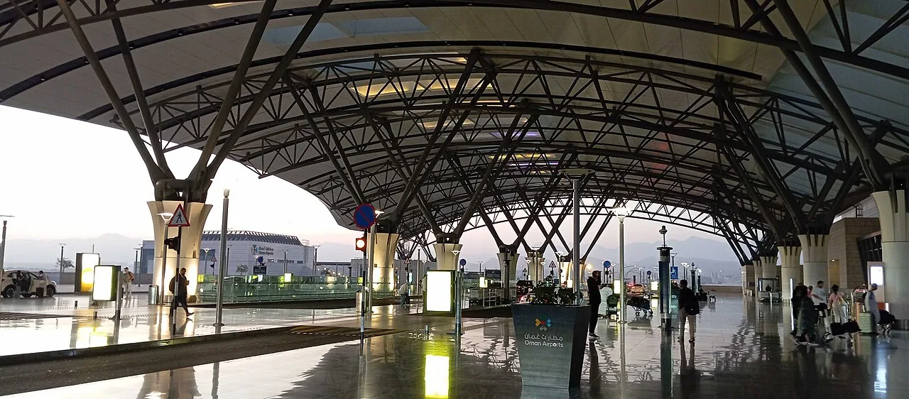 Front Departure Area of Muscat International Airport (MCT) at dawn.