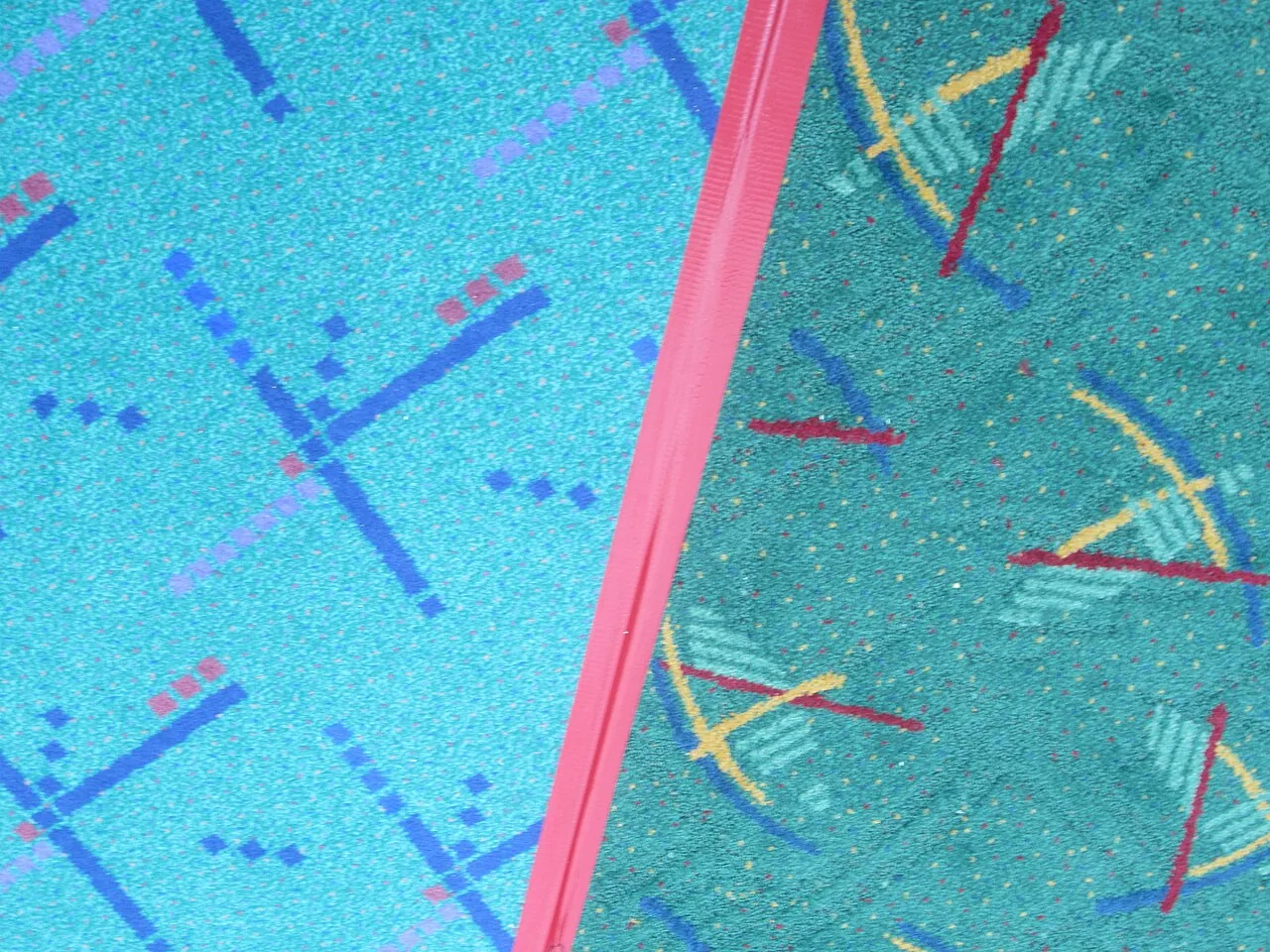 Old and new carpet at the Portland International Airport, 2015