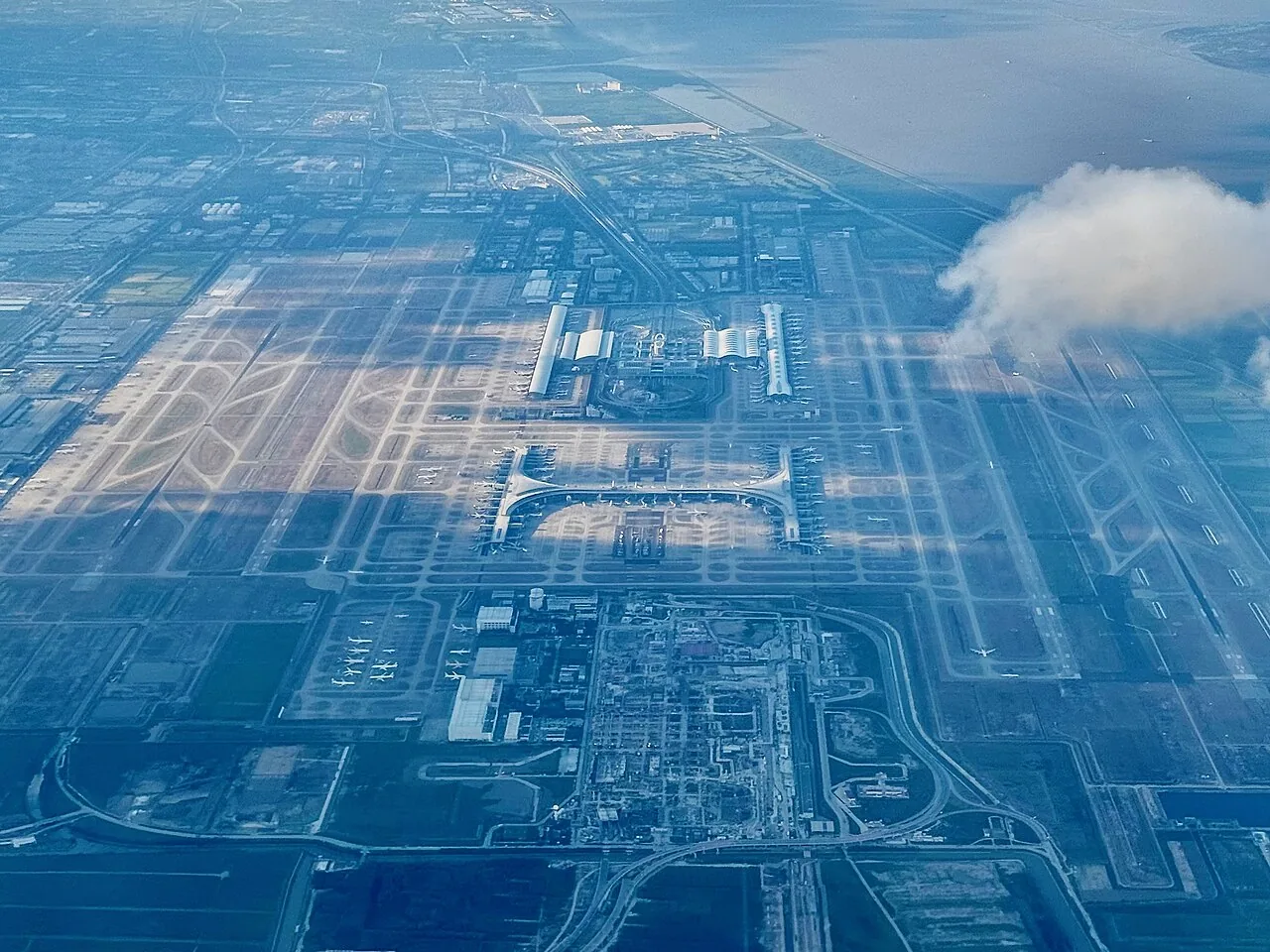 Aerial view of Pudong Airport