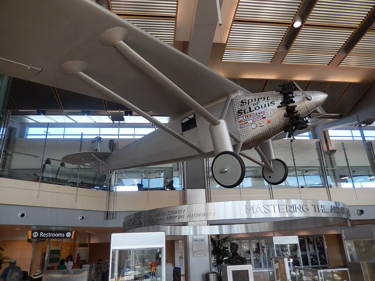 I took photo with Nikon camera of the Spirit of St. Louis plane at the San Diego Airport.