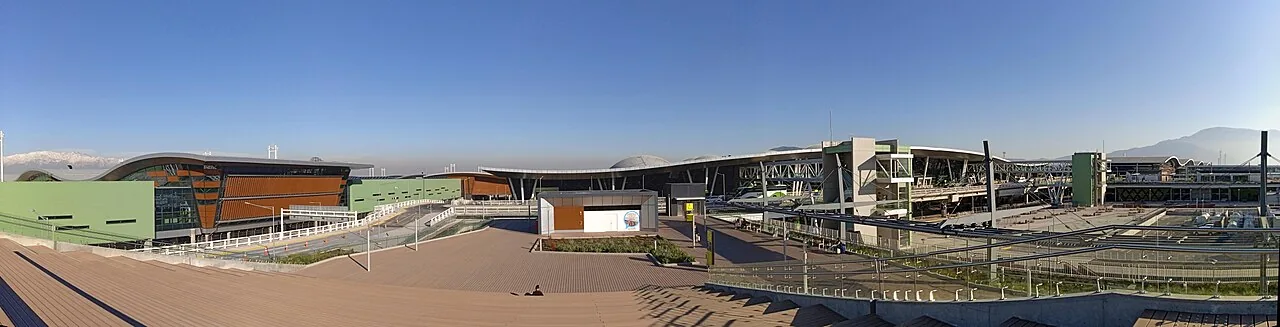 Terminal 2 Arturo Merino Benítez International Airport, from pedestrian walkway anfitheater