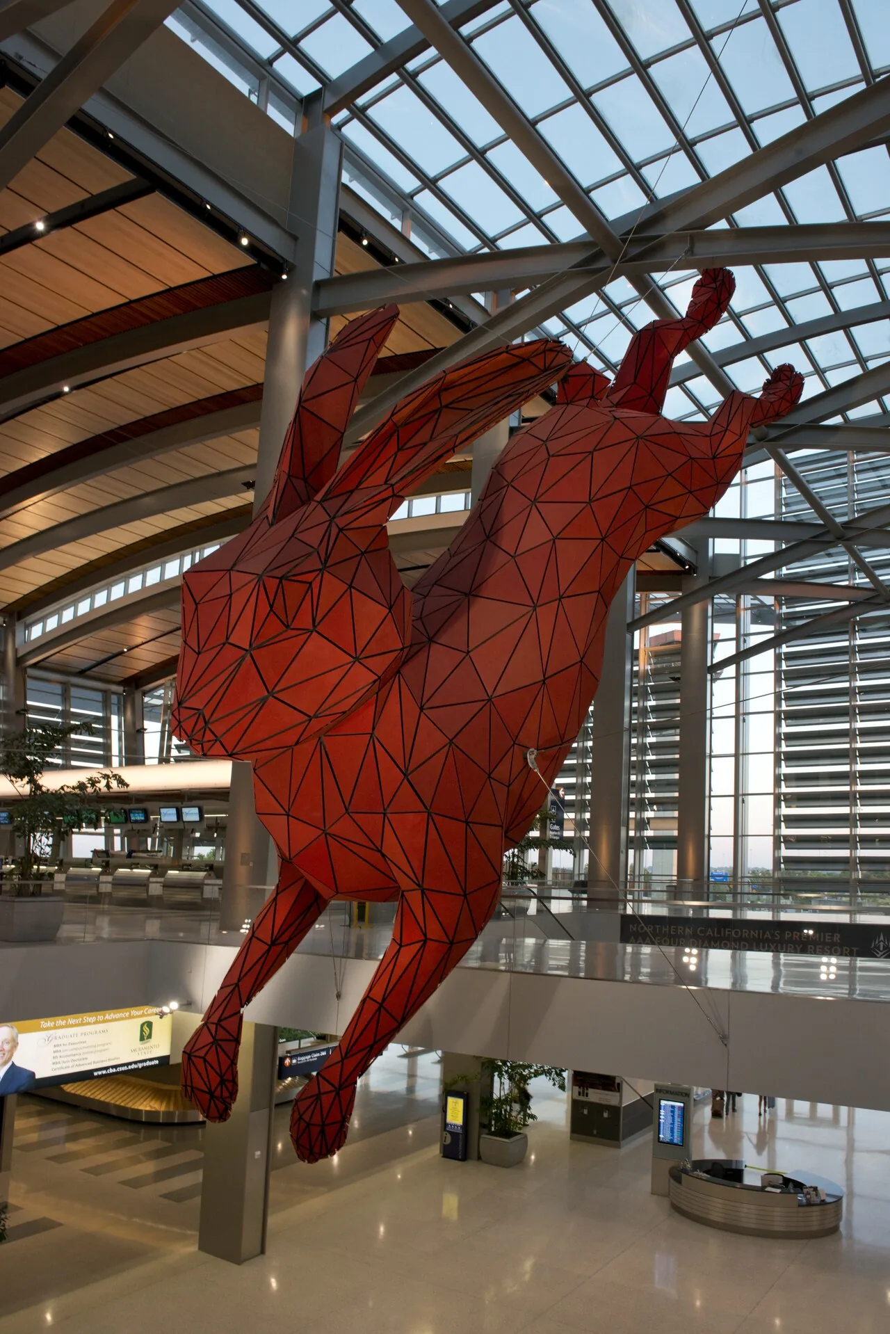 Title: Art in the form of a rabbit hangs in the center of the Sacramento Airport, Sacramento, California Physical description: 1 photograph : digital, tiff file, color. Notes: Title, date, and keywords provided by the ph