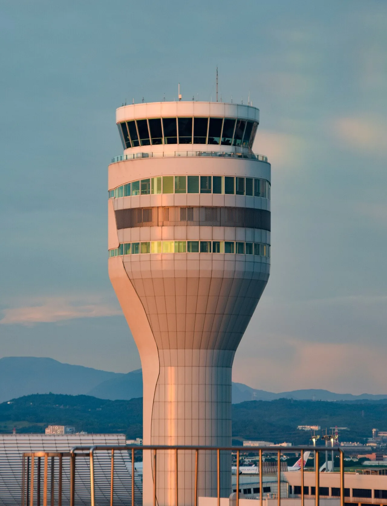 The airfield main control tower at Taiwan Taoyuan International Airport in June 2023.