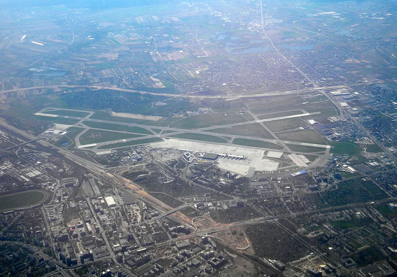 Aerial view of the Okęcie Airport in Warsaw